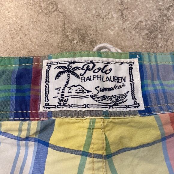 Polo by Ralph Lauren Men’s 34 Plaid Swimtrunks Pocket Embroidered Logo Mesh Line - Picture 6 of 9